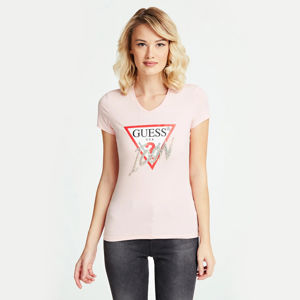 Guess dámské růžové tričko Icon Logo - S (G615)